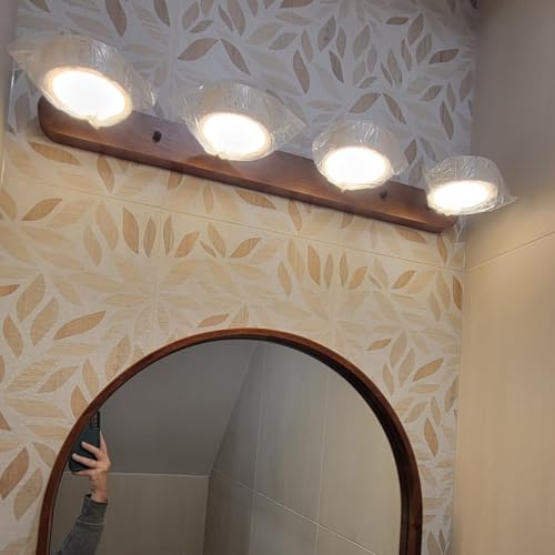 Dark Wood Farmhouse Bathroom Vanity Light Natural Stone Shade