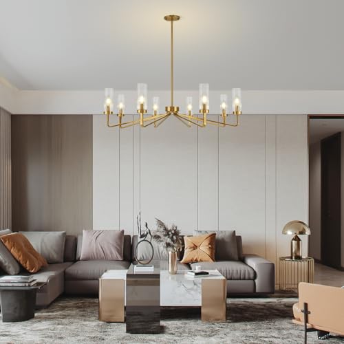 Modern Brushed Gold 8‑Light Chandelier for Living Room