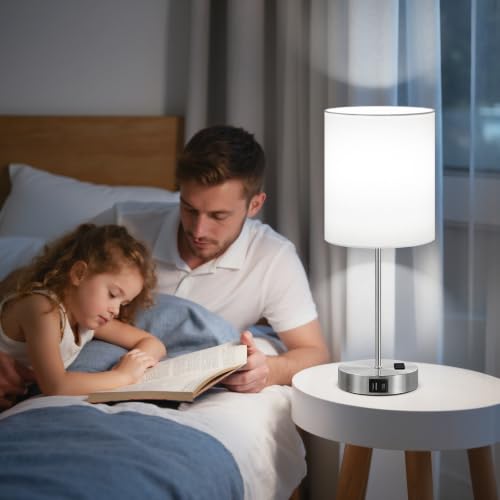17.6" Silver Touch Lamps for Bedroom Set of 2 (2 Count)
