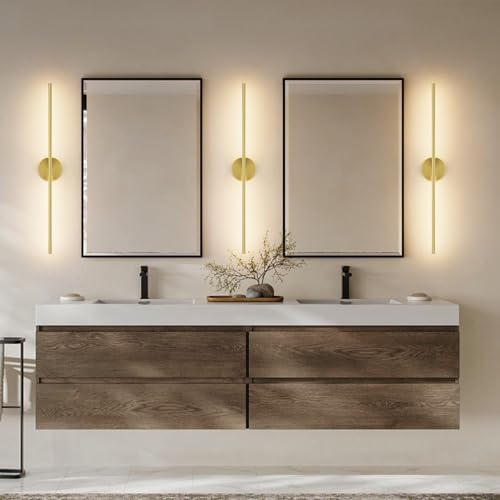 Modern Wall Sconce for Bathroom 33In Gold Vanity Light Fixture Hardwired 3000K Bathroom Sconce 360° Rotate Warm Light for Bedroom