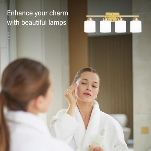 4 Light Gold Light Fixture Bathroom