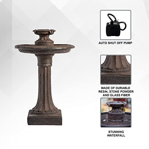 28" Solar Outdoor Bird Bath Water Fountain with Pump