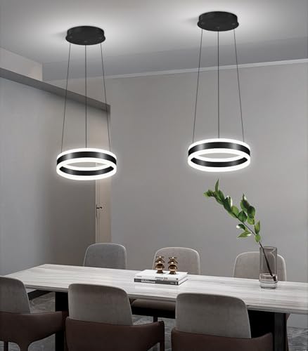 D7.8'' Modern Ring Chandelier for Dining Room LED Dimmable Pendant Lighting High Ceiling Chandelier for Living Room Foyer Bedroom Entryway 3000K