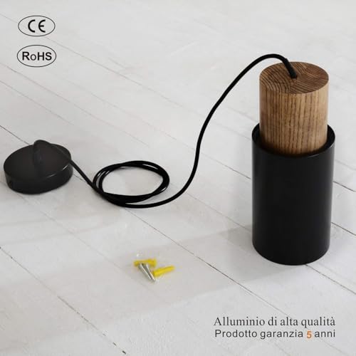 Black and Wood Pendant Light