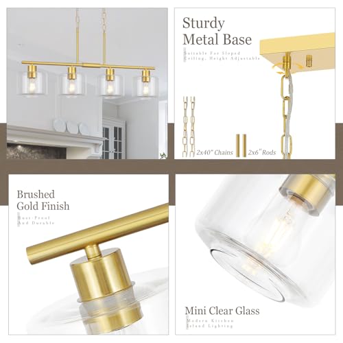 4 Light Brushed Gold Kitchen Island Lighting