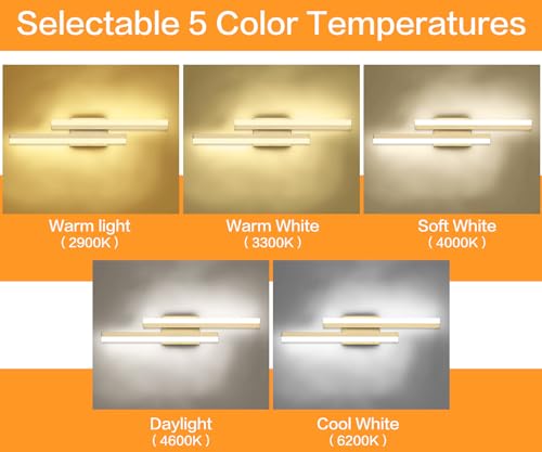 24 Inch LED Vanity Light Brushed Gold Bathroom Light Fixtures Over Mirror Modern Bath Lighting Bar 5CCT