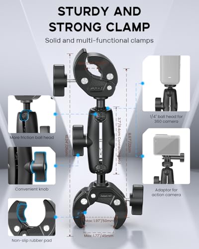 Double Super Clamp Mount Umbrella Clamp Motorcycle Cam Pole Mounts