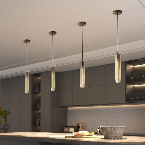 Pendant Lights Kitchen Island Pendant Lights Pendant Light fixtures Kitchen Pendant Light pendent Light 15" Amber Crystal lampshade Island Pendant Lights for Kitchen
