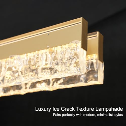 47.24" Linear Chandelier for Dining Room Modern Led Pendant Light Fixtures Dimmable Crystal Island Lights for Kitchen Living Room Office Bar