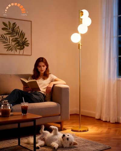 Mid Century Modern 4 Globe Gold Floor Lamp (4 Count)