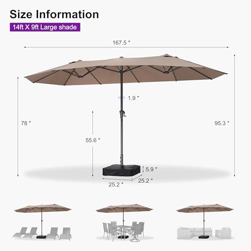Patio Umbrella 14ft with Base UV Resistant Rectangle