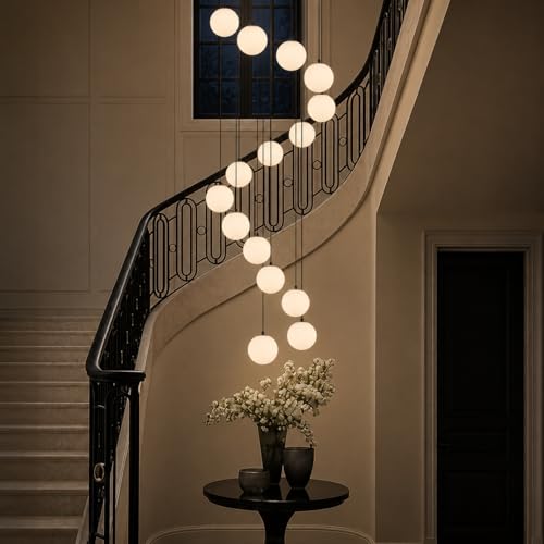 Black Globe High Ceiling Chandelier (Black / 15-Light)