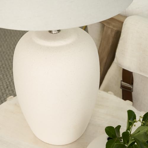 Home 23" Natural White Ceramic Jar Table Lamp for Bedroom