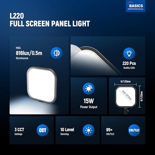 BASICS15W 10.8" LED Video Light Panel Lighting Kit with 63" Tripod Stand