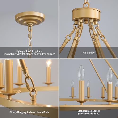 Gold Wagon Wheel Chandelier 2 Tier 53