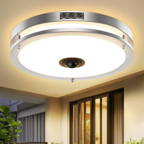 12" Nickle LED Motion Sensor Outdoor Ceiling Light