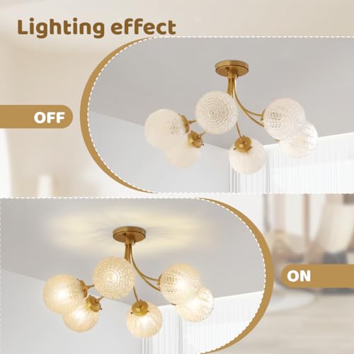 6 Light Snowflake Glass Sputnik Chandelier Vintage Ceiling Light