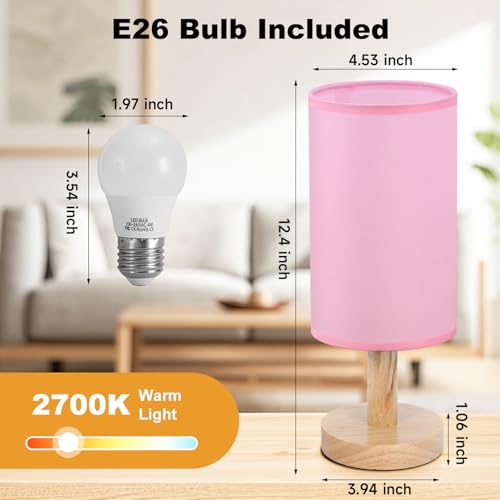 Pink Small Bedside Table Lamp for Bedroom