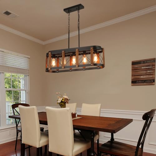 Rustic Farmhouse Wood Kitchen Island Lighting