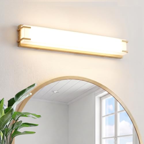 LED Bathroom Light Fixtures Over Mirror 24.4” Vanity Light with Milky White Lampshade 4000K Daylight Gold Bath Bar (24 Count)