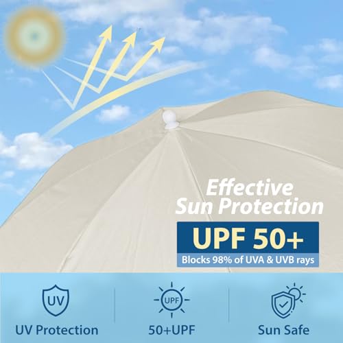 Chair Umbrella with Universal Clamp Adjustable 47 inches and 360° Swivel & UPF 50+ Protection Portable Sun Umbrella (2 Count)