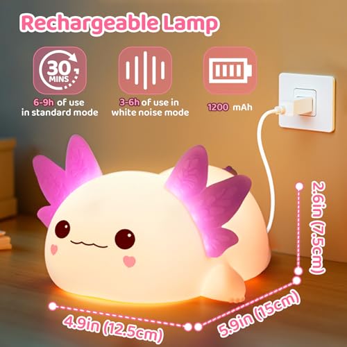 Huggwaii Squishy Axolotl Night Light for Kids