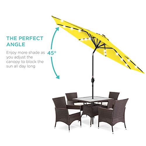 10ft Solar Polyester LED Lighted Patio Umbrella w (10 Feet)