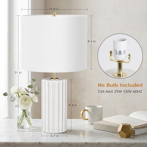 21" Modern Ceramic Table Lamp Set of 2 for Bedroom (2 Count)