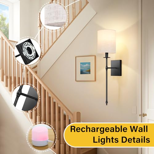 27 inch Battery Operated Wall Sconces Set of 2 with Remote (2 Count)