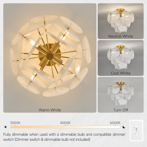 Gold Semi Flush Mount Chandelier