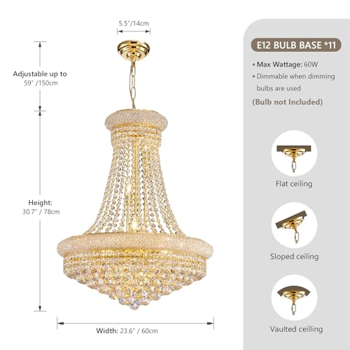 11 Light Empire Crystal Chandelier Light Fixture