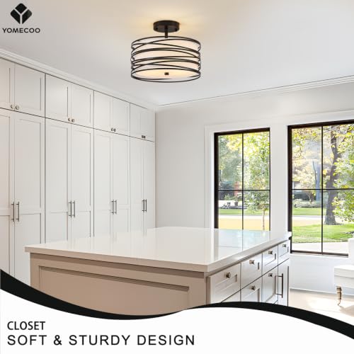 12.2" Black Semi Flush Mount Ceiling Light