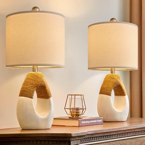 19'' Small Boho Table Lamps for Bedroom Set of 2 for Bedside