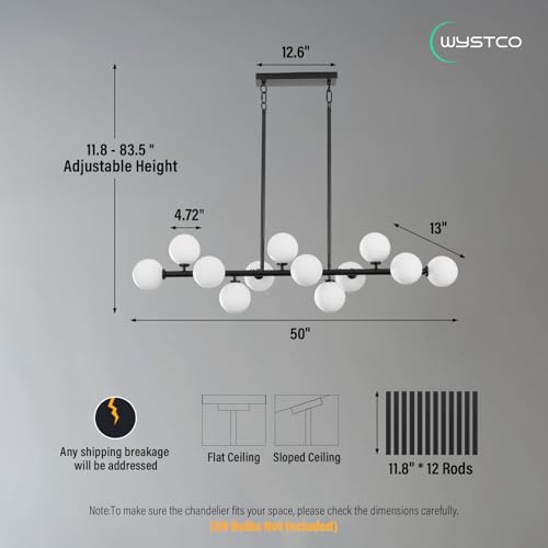 50 Inch Large Glass Globe Sputnik Chandelier
