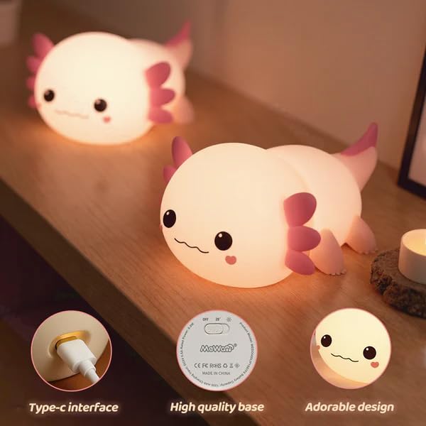 Huggwaii Squishy Axolotl Night Light for Kids