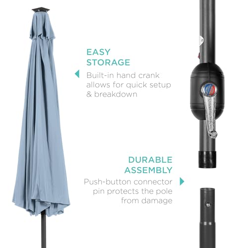 10ft Solar Polyester LED Lighted Patio Umbrella w