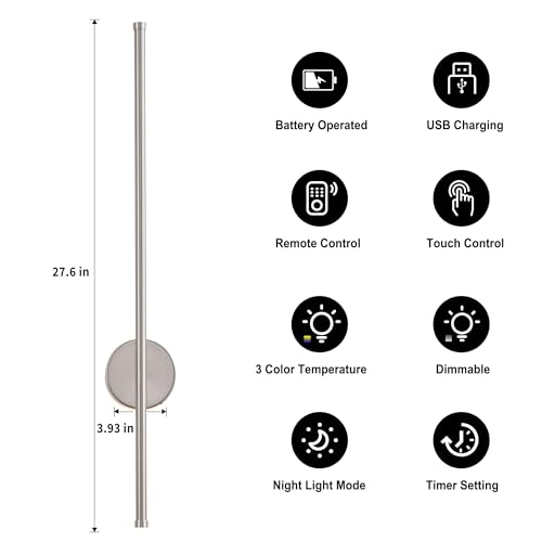 Battery Operated Modern Wall Sconce Set of Two (2 Count)
