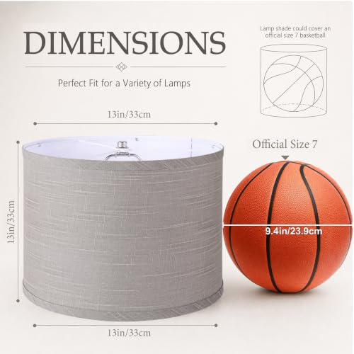 Drum Lampshades Set of 2 (Grey / 13inx13inx10in)