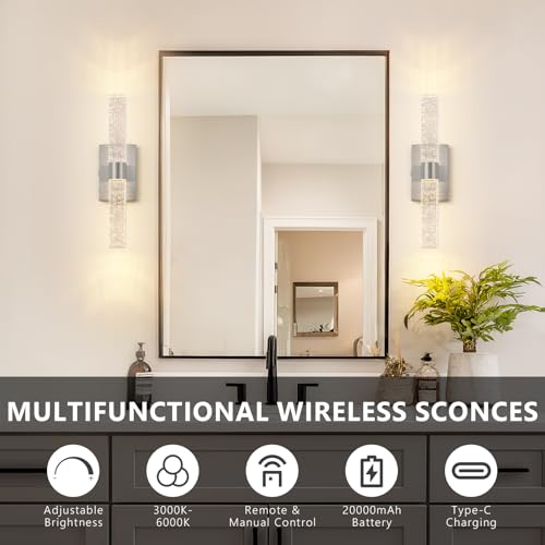 Battery Operated Wall Sconces Set of 2 (2 Count)
