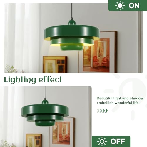 Adjustable Green Industrial Pendant Light Farmhouse Hanging Lamp