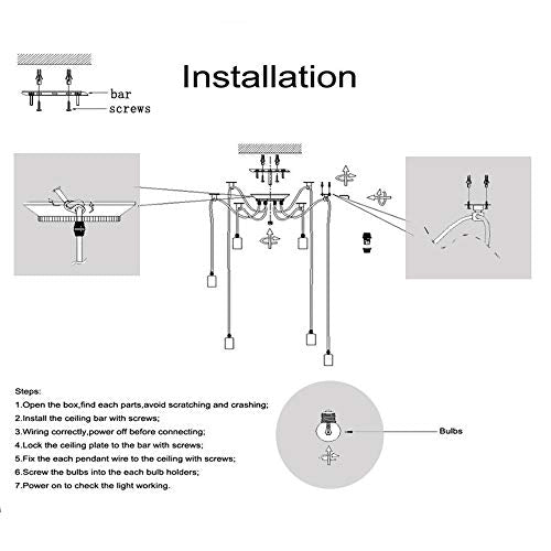 8 Arm Spider Light Fixture Industrial DIY Chandelier Pendant Lamp