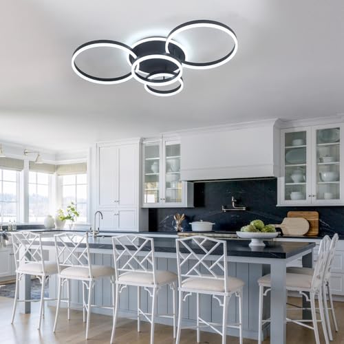 4 Rings Modern LED Chandelier with Remote Semi