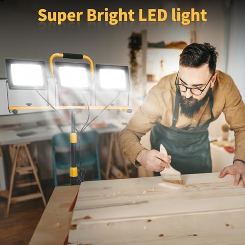 21000 Lumen LED Work Light with Stand for Job Site Garage