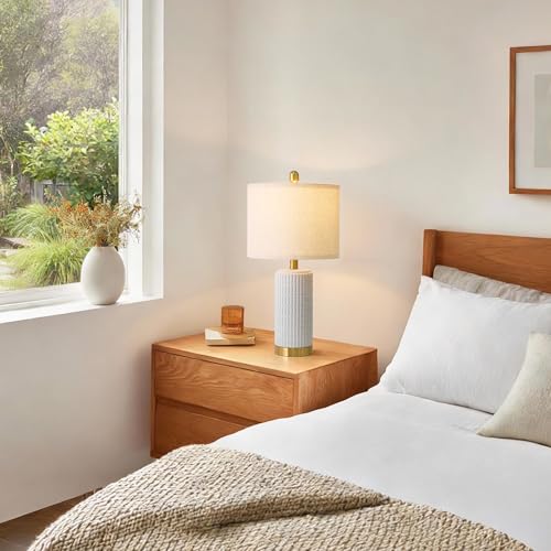 21.5'' Stone Like Bedside Table Lamps Set of 2 for Bedroom with 2 USB A+C (2 Count)