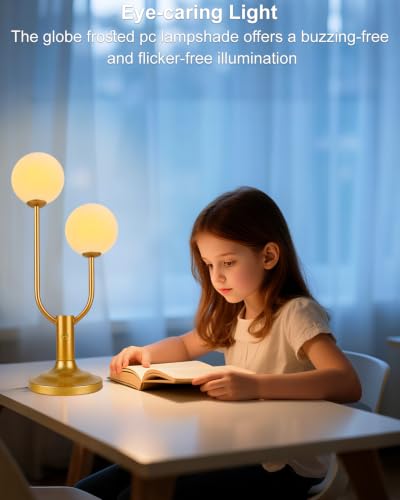 Globe Table Lamp for Bedroom Dimmable Modern Round Ball Lamp