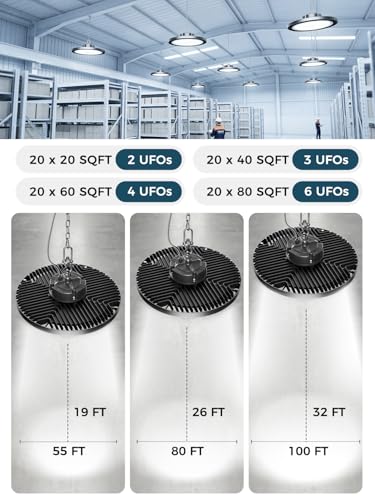 250W 37500LM 5000k 8pack UFO High Bay Led Shop Lights with Plug 5ft Cable (8 Count)
