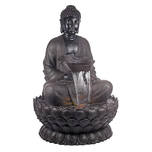 WIN1170 53" Outdoor Floor Calming Buddha Statue Waterfall Fountain