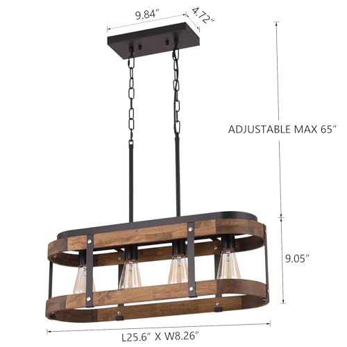 Rustic Farmhouse Wood Kitchen Island Lighting