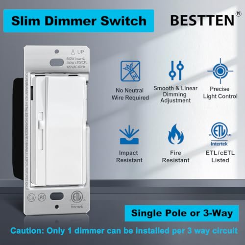 6 Pack Super Slim Slide Dimmer Light Switch (6 Count)