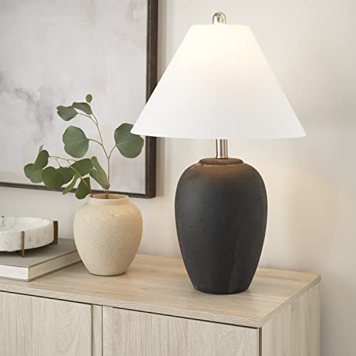 Home 23" Black Vintage Distressed Ceramic Pot Table Lamp for Bedroom